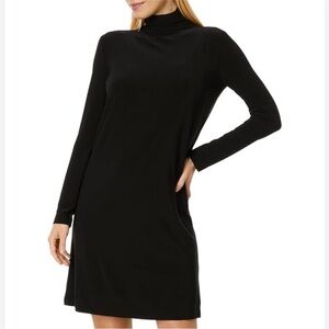 Norma Kamali Little Black Turtleneck Dress Side Neck Zipper Stretchy Medium